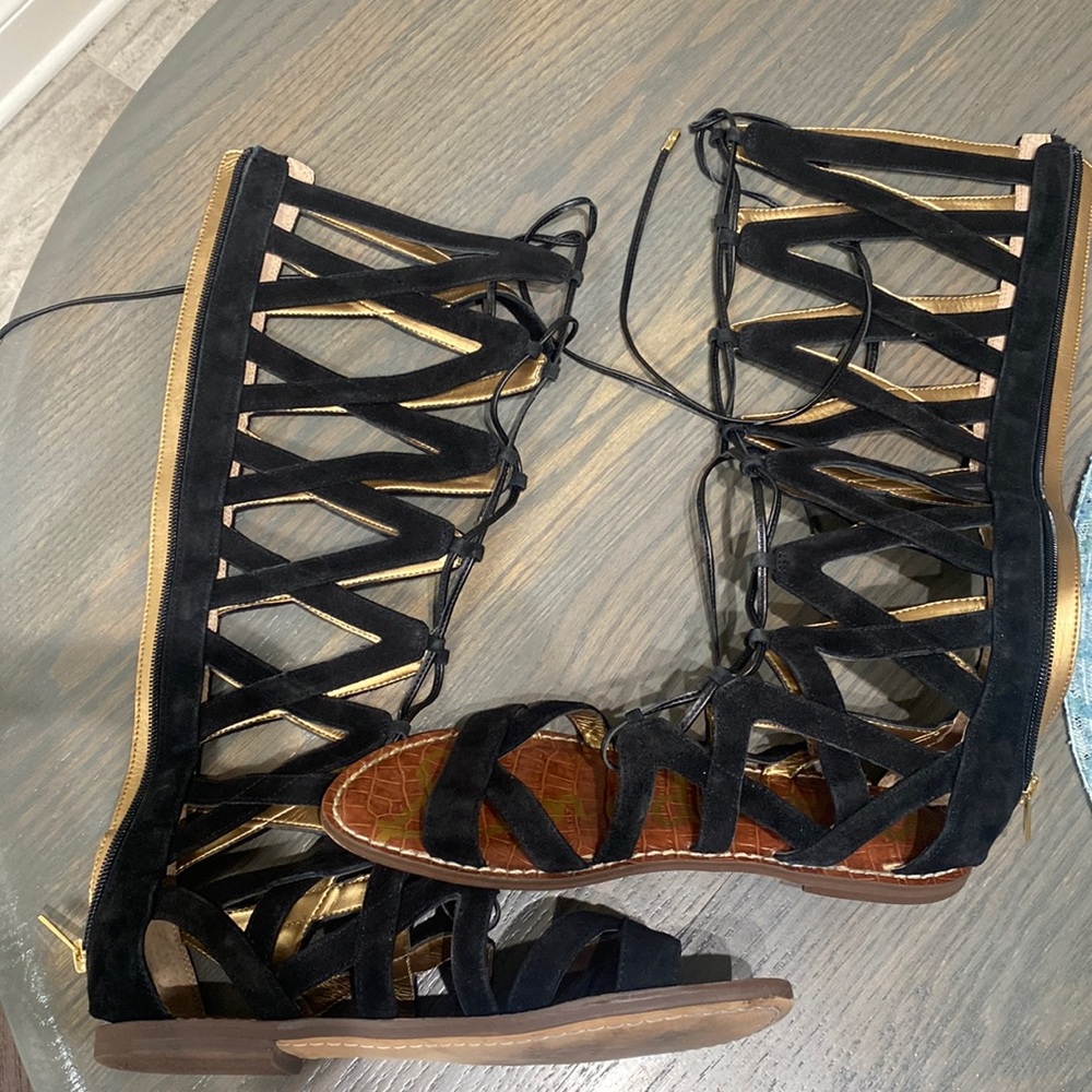 Tall black gladiator sandals
